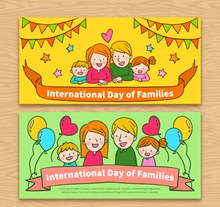 创意国际家庭日幸福四口之家图矢量下载