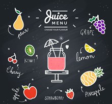 创意水果汁黑板酒水单图矢量