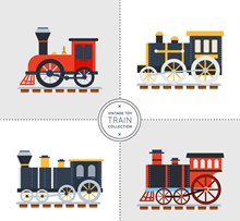 4款复古玩具火车设计矢量图下载