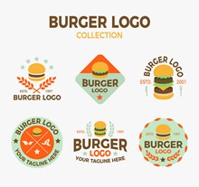 6款彩色汉堡包标志矢量图片