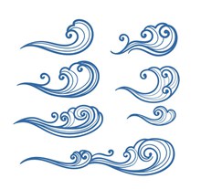 7款手绘海浪设计矢量图片