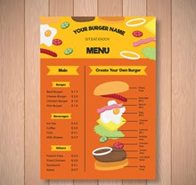 彩色汉堡包单页菜单矢量图片