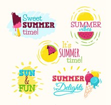 5款彩色夏季元素标签图矢量素材