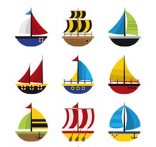 9款彩色帆船设计矢量