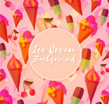 水彩绘冰淇淋和雪糕无缝背景图矢量下载
