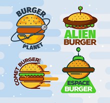 4款创意汉堡包标志矢量素材