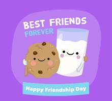 卡通国际友谊节牛奶和曲奇饼干图矢量图下载