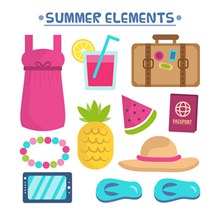 10款彩色夏季沙滩度假物品图矢量图下载