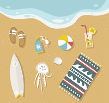 8个创意沙滩上的夏季物品图矢量