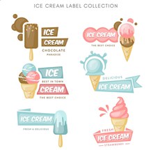 6款彩色冰淇淋标签矢量素材