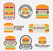 8款彩色汉堡包标志图矢量图片