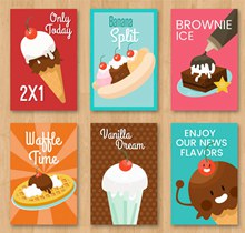 6款可爱夏季冰淇淋卡片矢量图片
