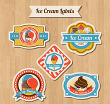 5款彩绘夏季冰淇淋标签图矢量下载