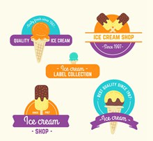 5款彩绘冰淇淋标签矢量