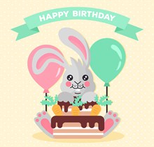 卡通过生日的灰色兔子矢量下载
