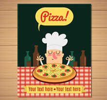 创意做披萨的厨师卡片矢量图