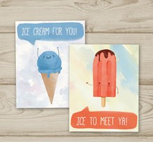 2款彩绘可爱冰淇淋卡片矢量图片