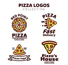 4款可爱披萨标志矢量