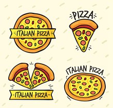 4款卡通披萨标志矢量素材