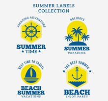 4款创意夏季度假标签矢量素材