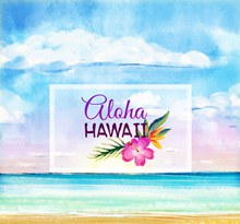 彩绘夏威夷大海和花卉矢量下载