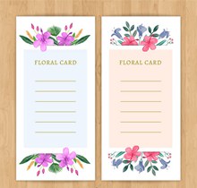 2款彩绘空白热带花卉信纸卡片矢量图片