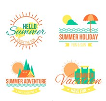 4款彩色夏季度假标签矢量素材