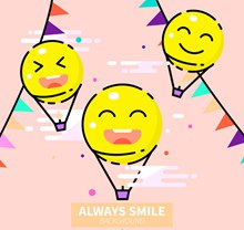 3个彩绘笑脸热气球矢量图