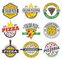 9款彩色披萨店标志矢量图片