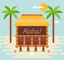 创意夏威夷海上度假木屋矢量