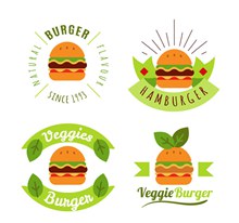 4款绿色素食汉堡包标志矢量图片