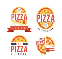 4款创意披萨店标志矢量图