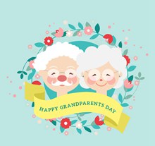 可爱祖父母节白发老人和花环图矢量图下载