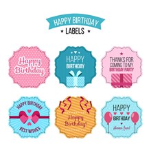 6款彩色生日快乐标签矢量素材