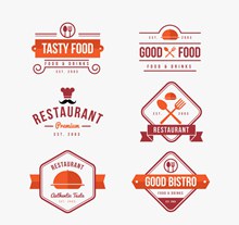 6款扁平化餐馆标志矢量图片
