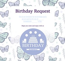 蓝色彩绘蝴蝶生日邀请卡矢量图下载