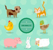 7款可爱农场动物设计图矢量下载