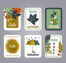 6款创意秋季促销卡片树叶矢量下载