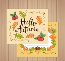 彩绘秋季卡片正反面彩绘矢量图片