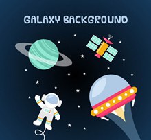 创意太空中的星球和宇航员图矢量图片