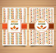 2款彩色秋季花纹卡片彩色矢量图下载