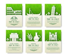 6款绿色意大利旅行招贴画矢量下载