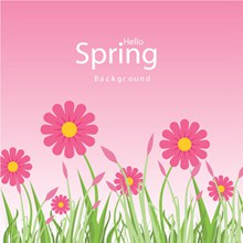 粉色春季花丛设计矢量图片