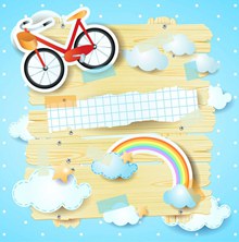 创意单车和彩虹剪贴画矢量图