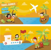2款创意度假旅行人物banner图矢量素材
