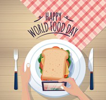 创意世界粮食日被拍照的三明治矢量