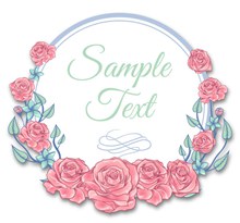 彩绘粉色玫瑰花框架设计矢量素材