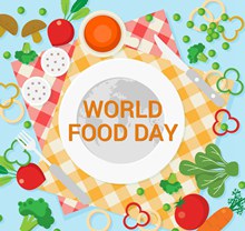 创意世界粮食日餐盘和食物矢量图