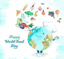 彩绘世界粮食日烹饪的地球厨师图矢量素材