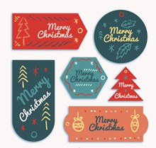 6款彩色圣诞节标签设计矢量图